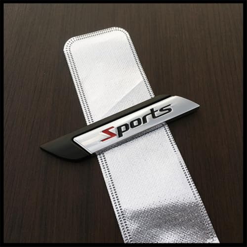 Image of 2Pcs Metal Sport Emblem 3D Badge Car Body Side Trunk Door Sticker for Universal Cars (Silver Black)