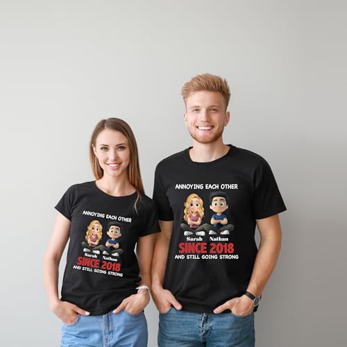 Couple T-Shirt Personalized - Annoying Each Others Since Tee for Wife Husband - Cotton Shirt Together Forever3