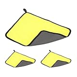 PATIKIL 11.8x15.7 Zoll Billardqueue-Handtuch, 3er-Pack Poolqueue-Reinigungstuch aus Korallenfleece für Snooker-Pole-Billardtisch-Zubehör, Gelb Grau