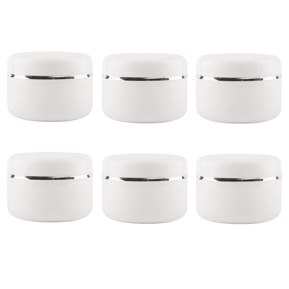6PCS White Plastic Creams Jar with Inner Liners and Lid Empty Refillable Cosmetic Face Lotions Ointments Bottles Containers