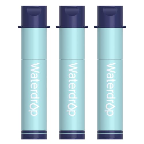 Waterdrop Personal Pajita de Filtro de Agua para Senderismo, Sistema de Filtración Portátil para Acampar, Purificador de Agua Potable para Mochila de Viaje de Emergencia, Senderismo, Naranja (3)