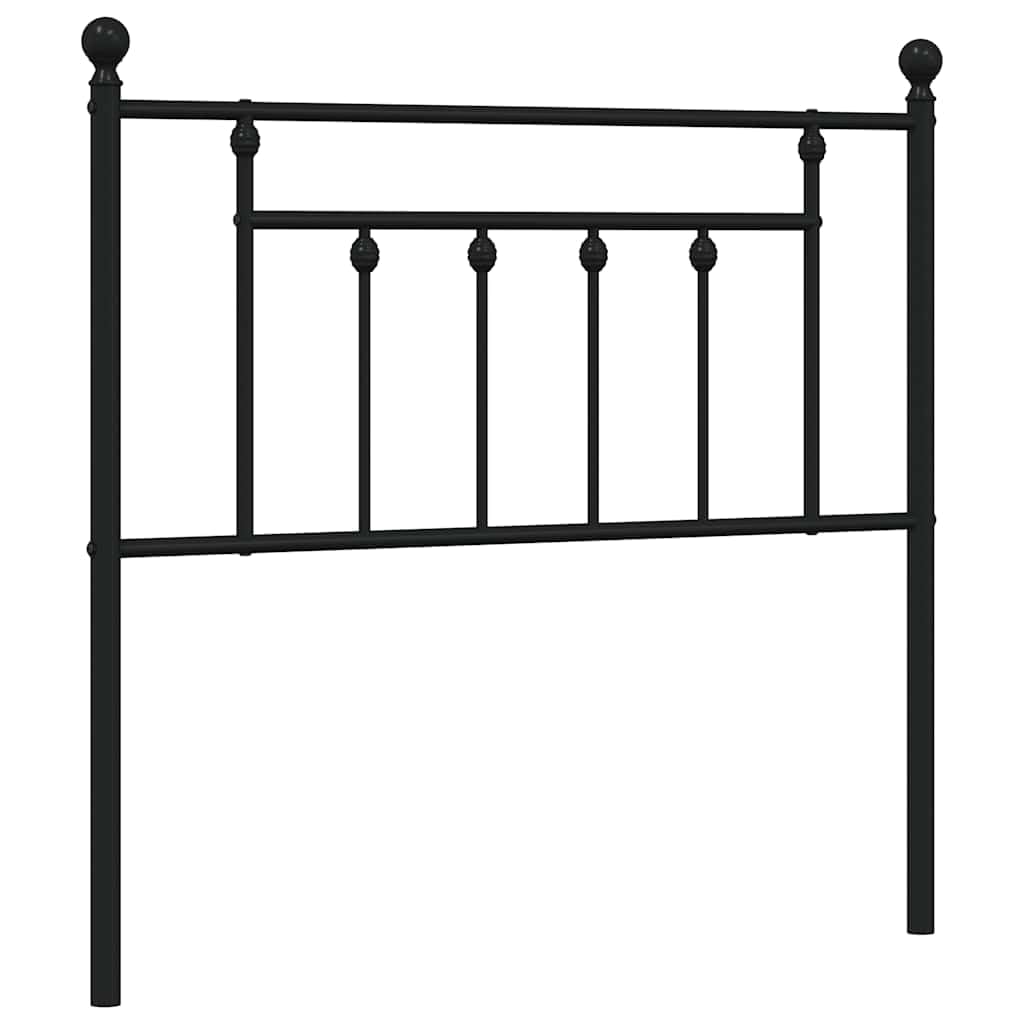 vidaXL Metal Replace Headboard, Bed Header for Bedroom Living Room, Bed Headboard with Metal Legs, Black Headboard for Single Bed, Black 90 cm