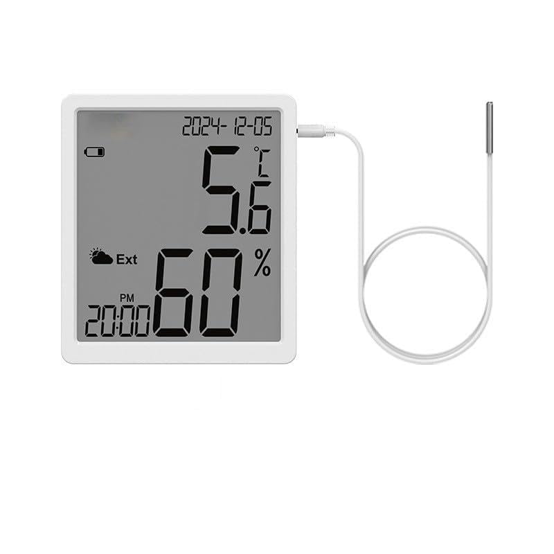 Digital Thermometer and Hygrometer with External 2m Temperature Probe, -20° to 50° / 20C95% RH, LCD Display, Magnetic/Wall Mountable, Lab Pharmacy Industrial Use