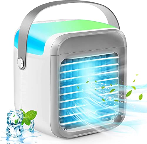 Vivibyan Portable Air Conditioners, Personal Air Conditioner Fan with 3 Speeds 7 Colors, Cordless Evaporative Air Cooler with Handle for Bedroom Home Office