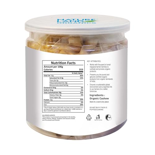 Image of Natureland Organics Cashew (Dry Fruits) 200 Gm - Premium Whole Cashew (Pack of 2)