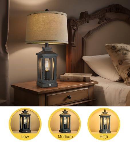 G-SAFAVA 23.75" Farmhouse USB A+C Charging Ports 3-Way Dimmable Touch Control Table Lamp with Nightlight Vintage Modern Lamps for Living Room Bedroom - Image 4