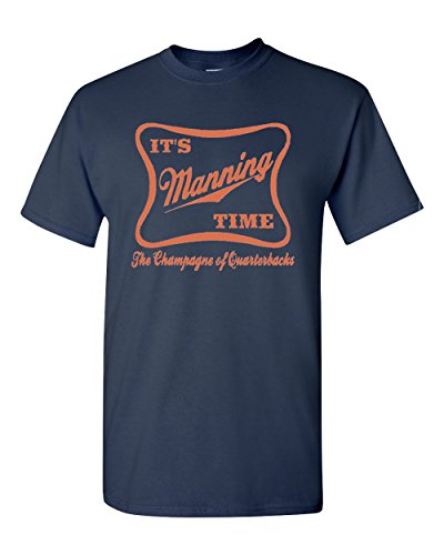 It's Manning Time Script Adult Navy T-Shirt Tee (X-Large) Apparel