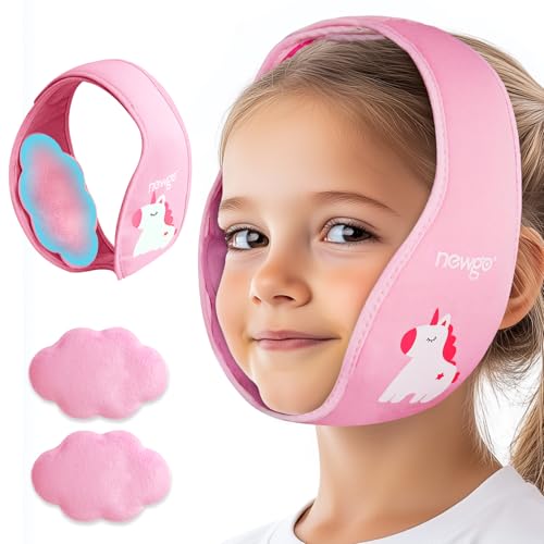 NEWGO Tonsillectomy Ice Pack for Kids, Wisdom Teeth Ice Pack Head Wrap for Kids Tonsil Recovery, Cavities, Tooth Extraction Pain Relief - Pink