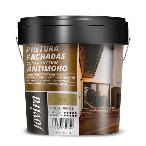 JOVIRA PINTURAS FACHADAS ANTIMOHO. Repelente al agua impermeable y fisuras. 4 Litros Ocre