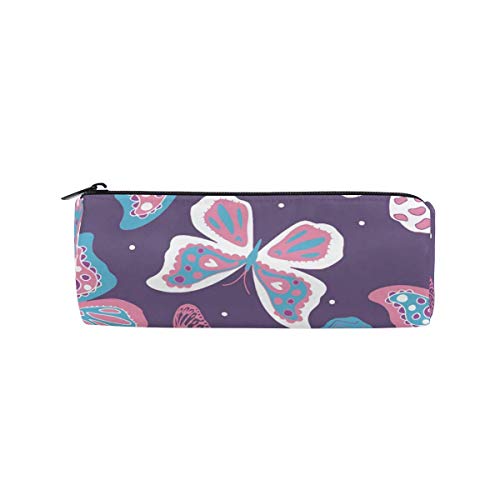 Preisvergleich Produktbild Lila Blau Schmetterling Bleistift Fall Studenten Briefpapier Aufbewahrungstasche Stift Organizer Reißverschlusstasche für Mädchen Teenager Kinder