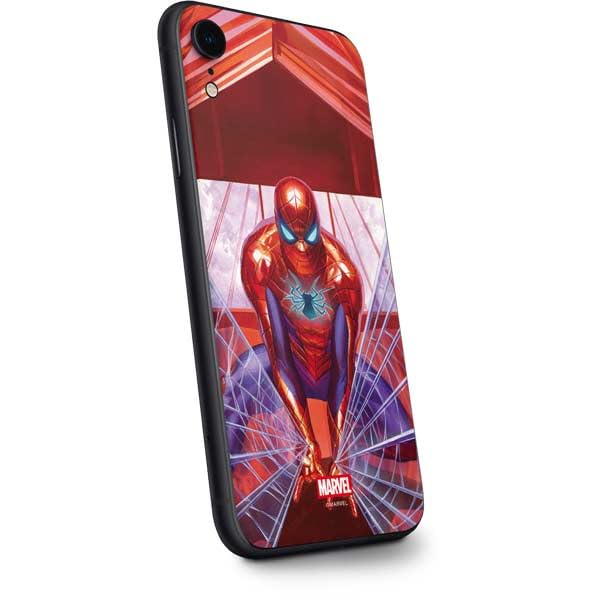 Skinit Decal Phone Skin Compatible with iPhone XR - Officially Licensed Marvel Spiderman Web Slinger Design