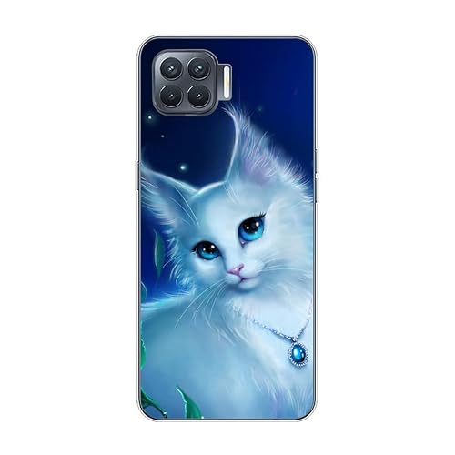 KARTXITAI Case Compatible with A93/Reno 4 Lite/Reno4 F,Shockproof Slim Thin Silicone Protective Anti-Fingerprint Anti-Scratch Anti-Fall Phone Cover - cat, Kitty, Pussy