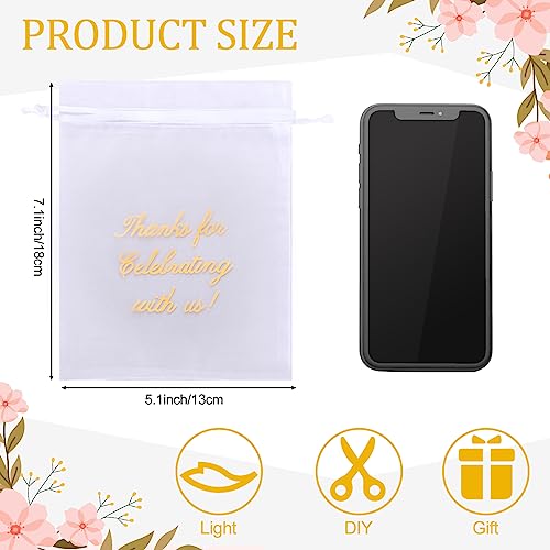 Image of Riakrum 100 Pcs Sheer Organza Bags Wedding Favor Mesh Drawstring Bags Thank You Gift Bag for Guests Candy Candy Gift Bag for Wedding Favors, Bridal Shower, Anniversary, Birthday(5 x 7 Inch,White)