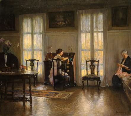 Pintura de María y Madre en lienzo de 60x90 cm para crear un rincón de lectura elegante