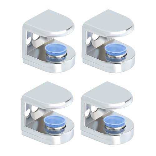 Image of Mooche 4Pcs Glass Shelf Bracket, Adjustable Shower Glass Clamps, Zinc Alloy 5-8MM Glass Shelf Supports for Bathroom Toilet Kitchen Living Room Chrome