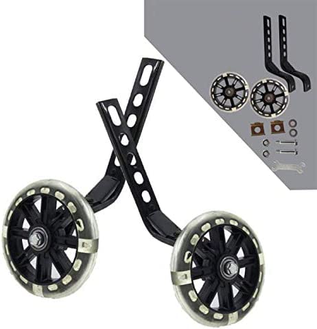Kressf Training Wheels Flash Mute Wheel Bicycle Stabiliser Mounted Kit Compatible For Kids Boy Girls Bikes Of 12 14 16 18 20 Inch(Black) #TOP16