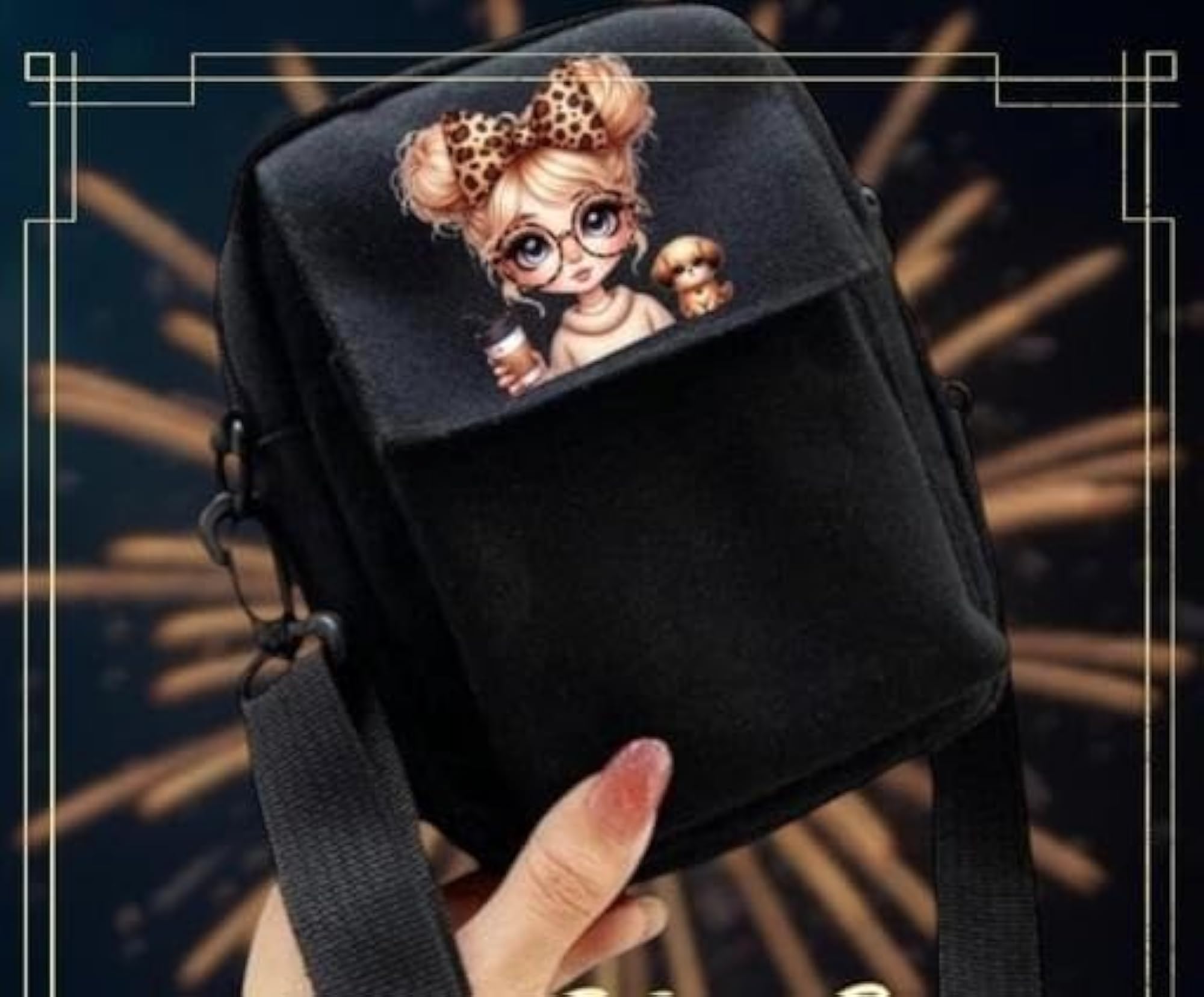 Fashionable Handmade Canvas Sling Bag, Black