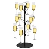 ScrollSavor Cocktail Tree Stand for Drinks, 3-Tier Metal Champagne Tower with 12 Holders, Drink Display Stand for Martini, Champagne, Wine Glasses, Wedding, Party, Bar Decor
