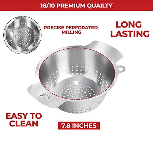 Hia - Premium Stainless Steel Colander Strainer, 7.8 Inches Large Food Strainer Bowl Colander - Metal Strainers And Colanders - Great For Pasta, Noodles, Spaghetti, Vegetables And Fruits #TOP1