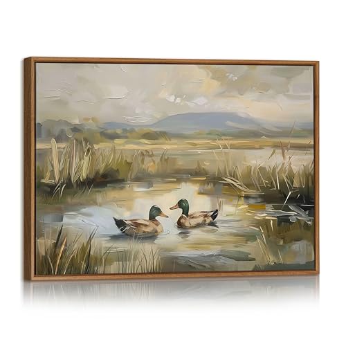 Décoration murale canard colvert 40x60 pour réchauffer un salon blanc