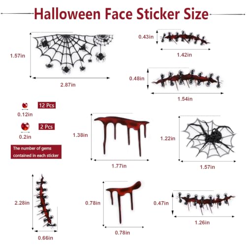 2 Sheets Halloween Face Stickers Halloween Face Tattoos for Women Men Kids - image 7