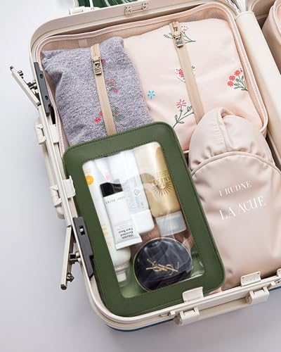 Image of LETGO Clear Makeup Bags,TSA Approved Toiletry Bag with Zipper,Sunscreen Bag Clear Makeup Toiletry Pouch Beach Vacation Essentials for Women Teen Girls Gifts(Vintage Green)
