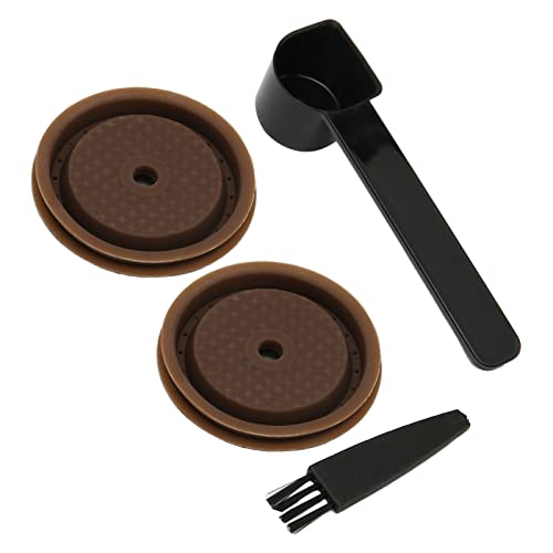 Cápsulas reutilizables adecuadas para cápsulas de café originales. Tapa de silicona de grado alimenticio Capas compatibles compatibles. Incluye cuchara y cepillo (marrón).
