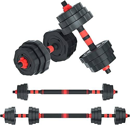 Adjustable Dumbbells Barbell Set, 33 LB Free Adjustable Weights Fitness Barbell Set, Dumbbell Combination Weightlifting 3 in 1 Fitness Equipment with Connecting Rod for Gym Home Office