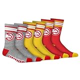 Ultra Game NBA Official Men’s Athletic Cushioned Secure Fit Team Crew Socks - 3 Pack - Unisex, Atlanta Hawks, Assorted, M6-12