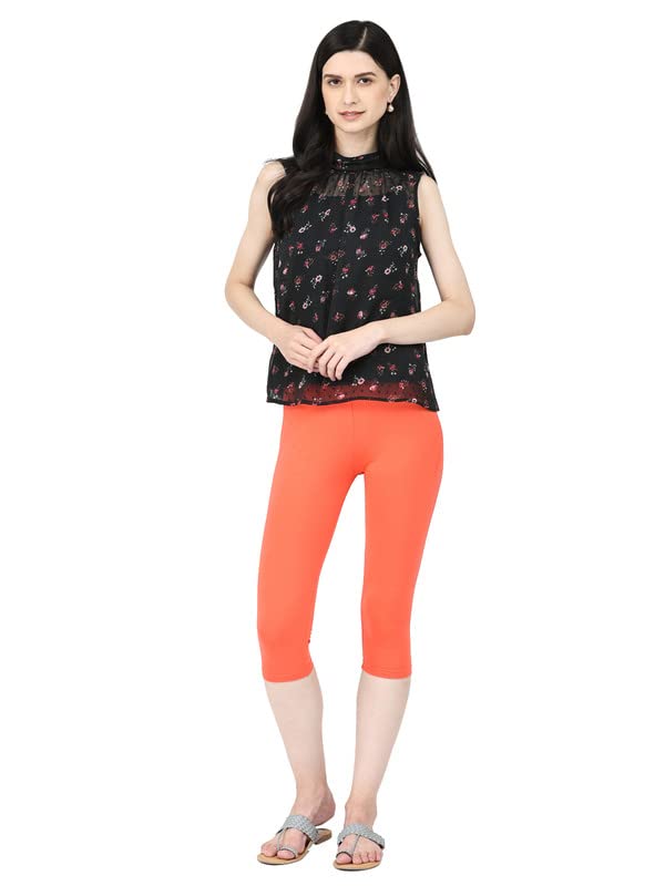 Image of Robinbosky Premium Stretchable Cotton Capri Legging for Women | Suitable for Formal wear & Casual wear | High-End Elastic Makes. The Leggings Squat Proof and Durable for Travel, Yoga, & Workout.