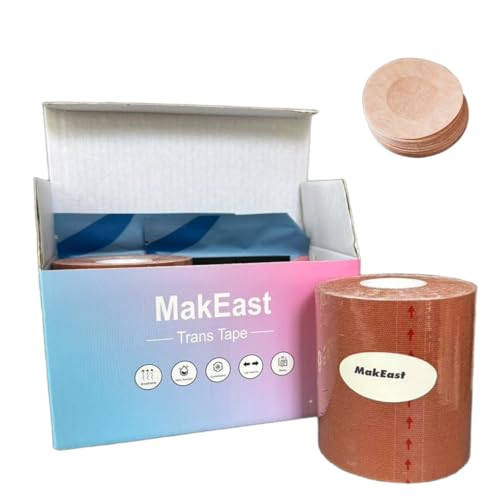 2 Rolls Trans Tape for Transitioning Chest Binding Tape FTM Chest Binder with Nipple Covers Waterproof 3 in X 16.5 ft3