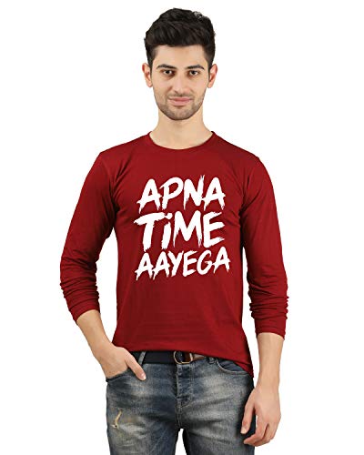 Image of Apna Time Aayega Printed Regular Fit Full Sleeves T-Shirts for Men