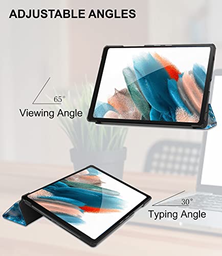 Image of Robustrion Smart Trifold Hard Back Flip Stand Case Cover for Samsung Galaxy Tab A8 10.5 inch [SM-X200 /X205 /X207] 2022 - Sandy Wave