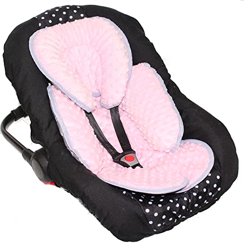 Primawela Sitzverkleinerer Minky - Baumwolle Baby Auto Kindersitz Babyschale Einlage Einsatz (Mäuschen + Rosa)