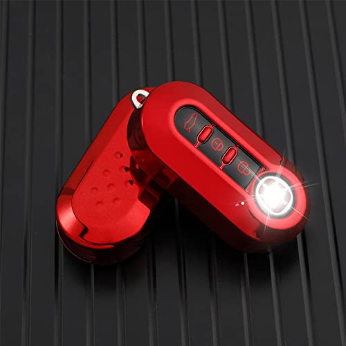 HIBEYO Flip Car Key Case Fits Fiat, Red Silicone Key Protector for Remote Control 3 Buttons - Image 4