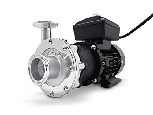 CHUGGER PUMP TRI-TCPSSMAX-CI Tri Clover Brewery Home Brew Beer Pump, 1 1/2â€³ Molded Tri-Clamp Fittings, SS Sanitary Connections, 115/230 Volt TEFC Motor, FDA Compliant Materials, UL Recognized, 17 GPM.