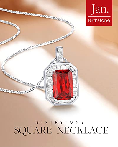 Cde Square Birthstone Necklaces For Women, 925 Sterling Silver I Love You Necklace For Women Birthday Mothers Day Anniversary Jewelry Gift For Women Wife Mom Girlfriend Girl #TOP3