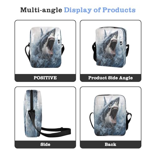 crossbody messenger bag mens crossbody bag small Women's Cross Body Purse Adjustable Strap for Shopping Shopping- Shark Blue4