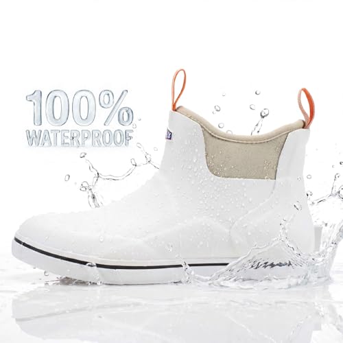 Image of SUREWAY Men's Ankle Fishing Deck Boots for Men-Waterproof,Professional Non-Slip Soles for Wet Slippery Surface,Neoprene Rubber Rain Boot /Shoes for Hunting Boating Gardening
