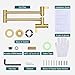 Brushed Gold Pot Filler Faucet, ARCORA Modern Pot Filler Wall Mount Folding Faucet 2 Handle with Double Joint Swing Arms Brass Stove Fixture