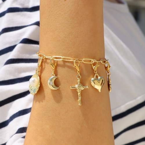 Raicegs Charm Bracelet for Women Gold Bracelet Chain Link Bracelet Summer Beach Jewelry Gift for Women2