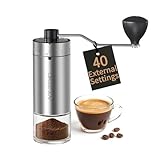 CIRCLE JOY Mini Manual Coffee Grinder with 40 External Adjustable Settings and Ceramic Conical Burr, Portable Stainless Steel Hand Coffee Grinder for Home and Travel