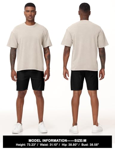 Image of Eiscntd Men's Oversized T-Shirts Heavyweight Cotton Vintage Washed Loose Fit Unisex Baggy Tee Shirts