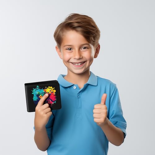 Image of Kids Wallet for Boys, Cool Wallets for Teen Son Ages 4 5 6 7 8 9 10 11 12 13 14 15 16, Leather Bifold Purse for Kid, Christmas Birthday Gift for Video Game Gaming Gamer Teenage