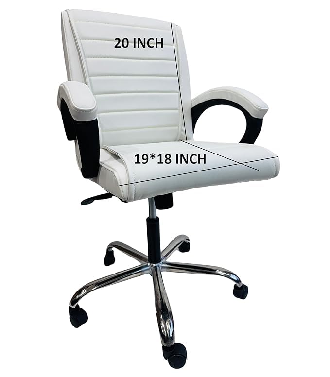 Image of Goyal steel & furniture Stylish Revolving Chair for Principal Manager Office with arm Rest with Wheels and Cushioned seat Back (1, White, Standard)