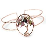 granat armreif gold Modellnummer: Armreif MLJSX Armband Natürliche Frau Stein Granat Armband Edelstein Stein Chips Perlen Draht gewickelt Lebensbaum Charme Manschette Armreif Modeschmuck Geschenk