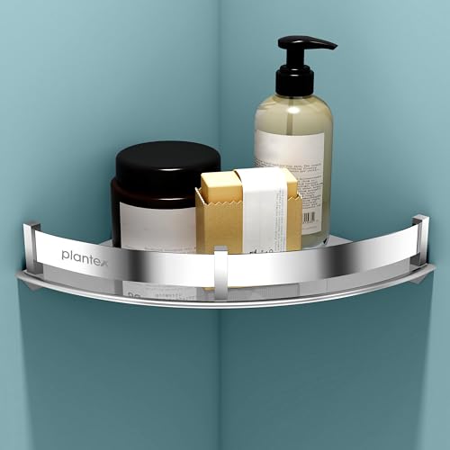 Image of Plantex Stainless Steel Corner Shelf for Bathroom Wall /Bathroom Corner Shelves /Bathroom Shelf Rack /Side Corner Shelf /Kitchen Organizer /Bathroom Corner Rack- (9x9 inches, Chrome)