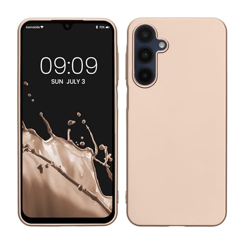 kwmobile Case Compatible with Samsung Galaxy A16 5G Case - Soft Slim Metallic TPU Silicone Cover - Metallic Gold