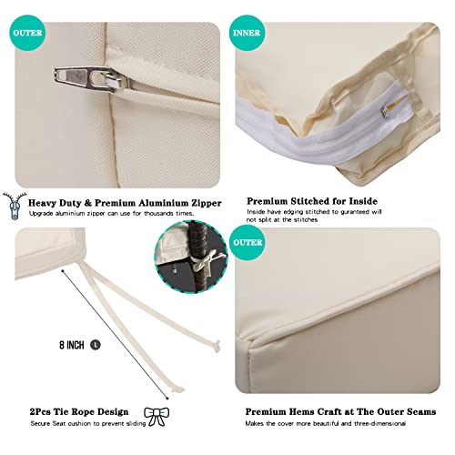 2Pcs Outdoor Patio Seat Cushion And Back Pillow Replacement Covers Set Fit For Sectional Sofa Chair Loveseat Couch Furniture Seating,Splashproof Fadeless,25Wx26Dx6H,25Wx18Dx6H,Beige-Covers Only #TOP2