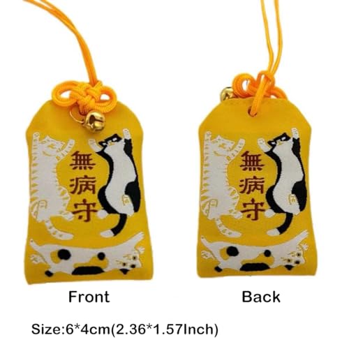 Image of Handmade Traditional Japanese Omamori Blessing Lucky Amulet for Good Health /Happiness /Stay Away from Diseases Luck Hanging Fortune Bag Gifts for Women Men pet cat Lovers